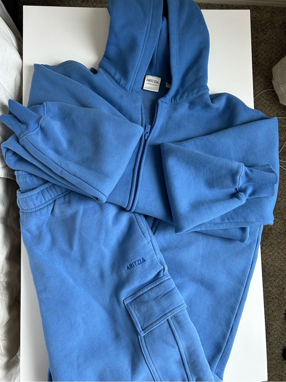 Aritzia Women’s Blue Zip-Up Hoodie (size S) pants (size M)